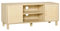 HOMCOM Fernsehtisch Lowboard TV-Bank TV-Kommode mit 2 Rattantüren und Offene Regale MDF Natur 115 x 40 x 48 cm