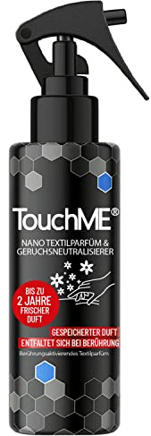 TouchME - Textilerfrischer Spray & Geruchsneutralisierer | Berührungsaktivierendes Textil Parfüm & Geruchsentferner | Ideal als Auto Duft, Wäschespray od. Nikotinentferner (200ml) | Premium Black Blue