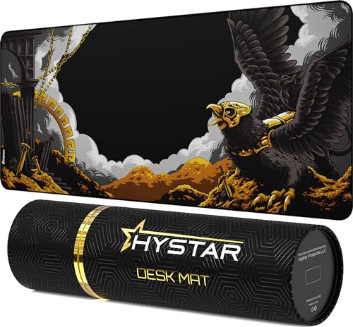 Hystar® Tapis de Souris de Jeu étendu | XXL 91,4 x 40,6 cm | 5 mm d'épaisseur, Surface imperméable, Tissu Polyester Lisse et Base en Caoutchouc Naturel | Griffin Mythique