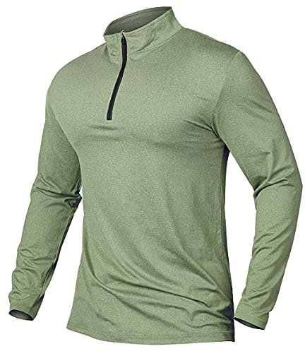CARWORNIC Men's Sports tops 1/4 Zip Long Sleeve Gym Running T-Shirts Quick-Dry Golf Tops Outdoor Fishing Hiking Polo Shirts Lightweight Pullover Tops Breathable Spring Workout Athletic Shirts