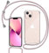 Tikgue Handykette für iPhone 13 Mini Hülle mit Band, Handyhülle mit Kordel zum Umhängen Schutzhülle mit Kette Glitzer Transparent Weich TPU Silikon Bumper - Roségold