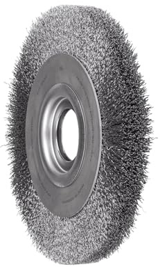 PFERD TOOLS POS Rundbürste breit ungezopft RBU Ø250x30xvariable Bohrung Stahl-Draht-Ø0,30 Schleifbock