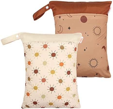 Maeau 2 Stück Wetbags für Stoffwindeln Windeltasche Wickeltasche Baby Wetbag Organiser Beutel Nasstaschen Kindergarten Nassbeutel Wiederverwendbare Wetbag Waschbar Gym Bag Wasserdicht, 30x40cm, 8