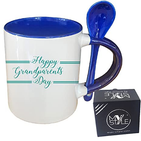 My Custom Style Tazza Blu+cucchiaino#Nonni-Grand Parent#325ml