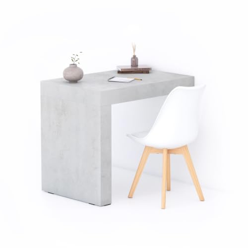 MOBILI FIVER, Evolution Schreibtisch 90x60, Grauer Beton, mit einem Bein, Made In Italy