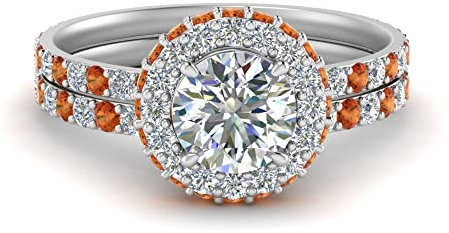 Round Cut diamond Wedding Ring Sets with White Diamond in 14K Yellow Gold sterling silver Natural Garnet Round shape Red color Engagement Rings prong Setting in Size Z1 SR-D1498-ROUND-GAR-Z1