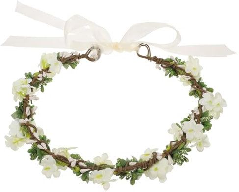 FRCOLOR Flower Crown Boho Flower Headbands For Women Flower Wreath With Ribbon Wedding Headpiece For Bride Greenery Crown For Wedding Ceremony Festival Beach Party
