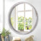 JJUUYOU Runde Wandspiegel 40cm Runde Wandspiegel geeignet für Badezimmer, idyllische weiße Bauernhaus Spiegel Badezimmer Wand hängen Holzrahmen Spiegel geeignet für Wohnzimmer, Schlafzimmer