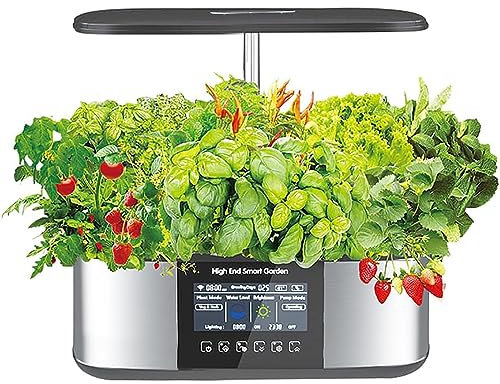 HSRG Sistema di Coltivazione Idroponica Intelligente, Fioriera da Giardino Intelligente da 21 Baccelli con Luce di Coltivazione a LED, Aggiunta Automatica di Acqua E Sostanze Nutritive, per La Casa