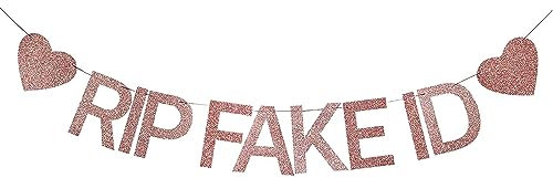 Kryzalite® Geburtstagsbanner, mit Seil & gehäkelt, RIP Fake ID, Geburtstagsdekorationen, einfache Einrichtung, vielseitig einsetzbar, Happy Birthday-Banner, Partyzubehör(Rosa)