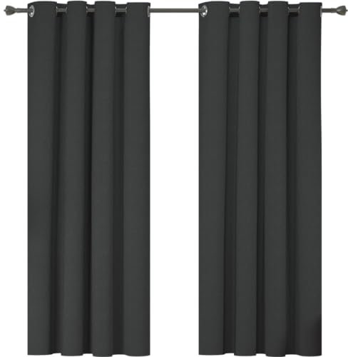 Ystyle Rideau Occultant 100% Effet Lin, Rideau Thermique Isolant Anti Froid Et Chaleur 2 Pièces, 140×240 Rideau Phonique Anti Bruit, Rideaux Moderne Chambre Maison Salon À Oeillets, Noir
