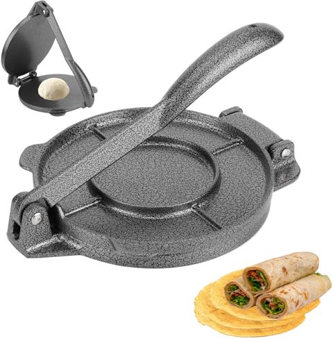 GAESHOW Tortilla et Machine à Crêpe, 16,5 cm Presse à Tortillas de Maïs avec Poignée Pliable, Presse à Tortilla en Fonte pour Quesadillas pour Permettant Realisation de Chapati, Tortillas, Roti Indien