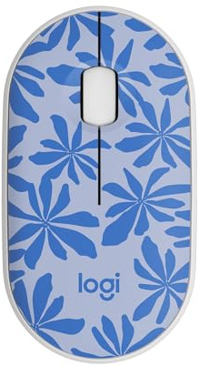 Logitech M340 Wireless Mouse with Limited Edition Prints, USB Receiver and Silent Clicks, Portable Wireless Mouse for Laptop, PC, Windows, Chrome, Surface – Blue Floral