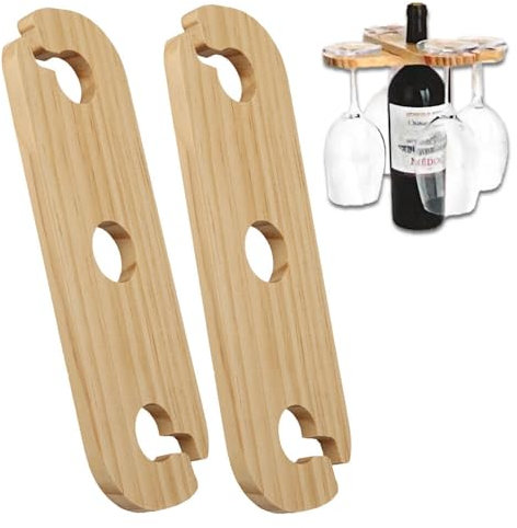 Murago - Weinglashalter aus Bambusholz für 4 Weingläser - Weinflaschenständer Tischdekoration für den Tisch Glashalter stehend Holz Weingläserregal Halterung hängend Weingeschenk