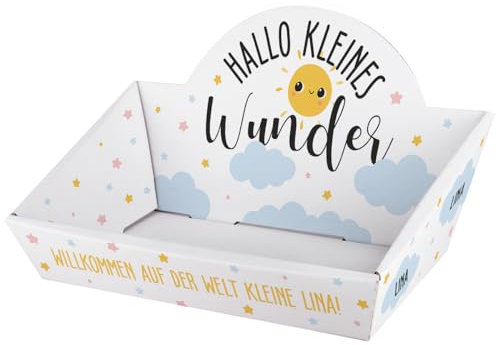 Striefchen® Personalisierter Präsentkorb zur Geburt als Babygeschenk zum selbst Befüllen (Kleines Wunder, 42,5 cm x 24 cm x 28 cm (B/H/T))