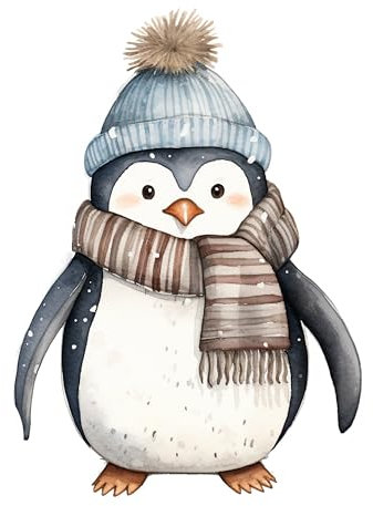 GRAZDesign Wandtattoo Pinguin Blaue Mütze Weihnachten Wandaufkleber Kinderzimmer & Wohnzimmer, Wanddeko als Aufkleber - 43x30cm