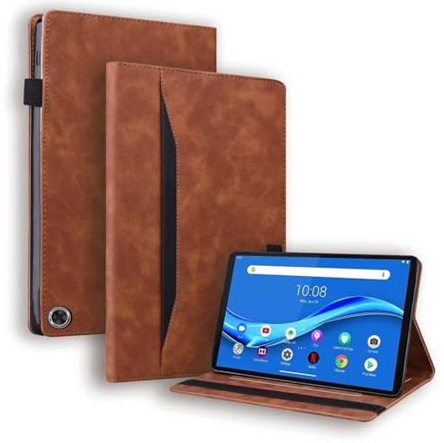 Beajew Hülle für Amazon Fire Max 11 2023 mit Stifthalter, Unterstützt Touch-ID, PU Leder Folio Case Stoßfest mit Tasche und Auto Wake/Sleep Funktion, Multi-Winkel Ständer - Braun