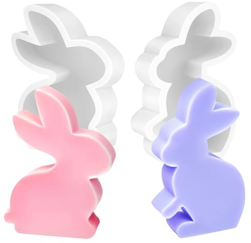 Silikonformen Gießformen, 2 Stück Ostern Kaninchen Silikonformen Gießformen, Kaninchen gießformen silikon, Osterhase Silikonform for Gips, Sojawachs Kerzen, Epoxidharz