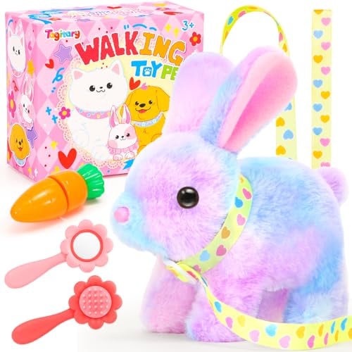 Tagitary Plush Toys Hopping Easter Bunny Stuffed Animal with Sounds,Wiggling Ears,Jumping,Twitching Mouth and Nose,Easter Basket Stuffer Decor School Prize Birthday Gift for Kids