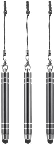 QUARKZMAN 3Pcs Stylo à Écran Tactile en Métal, Stylet de Téléphone Métallique Rétractable en Alliage d'Aluminium, Mini Stylets Capacitifs Universels, Gris