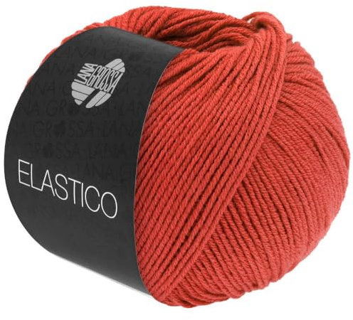 LANA GROSSA Elastico | Baumwoll-Klassiker mit leichtem Stretchanteil | Handstrickgarn aus 96% Baumwolle & 4% Polyester (Elite)| 50g Wolle zum Stricken & Häkeln | 160m Garn FB 186