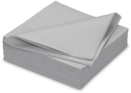 AVA Servietten stoffähnlich 40x40cm 25 Stück - Farbauswahl - Airlaid saugstark - Einweg Tischservietten zum Falten - Einfarbige Papierservietten für Hochzeit Geburtstag Gastronomie - Silber Grau