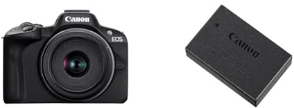 Canon EOS R50 Black + RF-S 18-45mm F4.5-6.3 IS STM Lens – Mirrorless camera for on-the-go content creators, shooting stills & LP-E17 Battery Pack for EOS M3