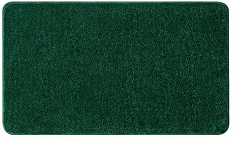 MIULEE Teppich Badematte Badezimmerteppich Bettvorleger rutschfest Badteppich Badvorleger Saugfähige Duschvorleger Waschbar Fussmatte für Wohnzimmer Schlafzimmer Badezimmer 50x80 cm Tiefgrün