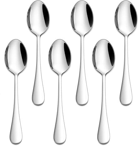 Homikit Kaffeelöffel, 6-teilig Edelstahl poliert Teelöffel Dessertlöffel Set, Kleiner Löffel Set für Zuhause Restaurant Hotel Café, Runde Griffe, Spülmaschinenfest, 13,5 cm