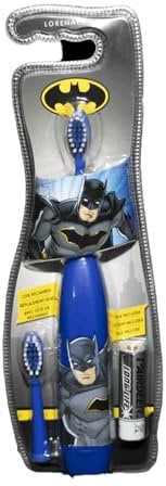 Batman Battery Powered Toothbrush for Kids – Soft & Zig-Zag Bristles for Superior Cleaning, Gentle on Teeth & Gums, Easy-Grip Handle, Includes Replacement Head & Battery, Ages 3+