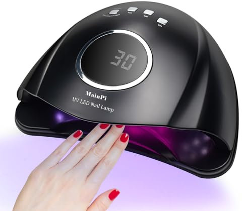 MainPi Lampada Unghie UV LED 168W,Professionale UV Unghie con 42LEDs,Asciugatura Rapida Asciuga Smalto Fornetto Unghie,Lampada Con 4 Timer e Sensore Automatico per Manicure/Pedicure (Nero)