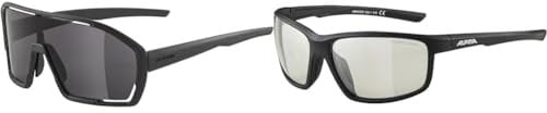 ALPINA BONFIRE - Beschlagfreie, Vielseitig Einsetzbare Sport- & Fahrradbrille & DEFEY - Verspiegelte und Bruchsichere Sport- & Fahrradbrille Mit 100% UV-Schutz Für Erwachsene, black matt, One Size
