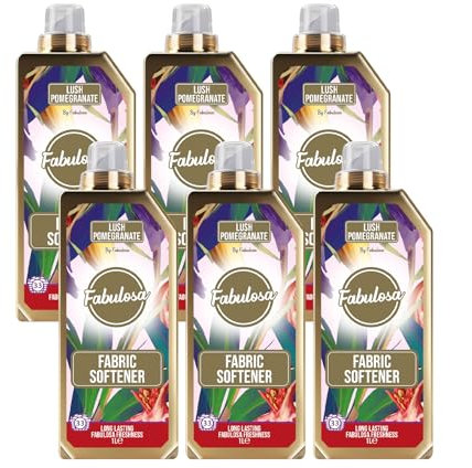 Fabulosa Fragranced Laundry Fabric Softener, Clothes Softener and Freshener, Long Lasting Fragrance, Fabric Care, Perfect Laundry Partner, 198 Washes, 6 Pack, Lush Pomegranate