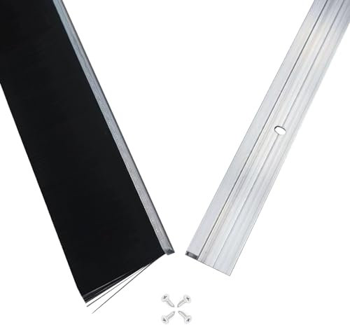 Retsun 4 Sets Door Brush Seal Strip – 53mm (2.1) Width, 880mm (34.6) Length, Silver Aluminum Frame with Durable Black PP Bristles, Dustproof & Weatherproof（3cm, 4)