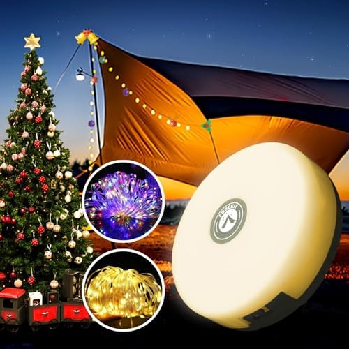 Fobekit Aufrollbare Camping Lichterkette,10M mit 8 Modi, USB-Lade Lichterkette für Camping, Radfahren, Wandern und Outdoor-Dekoration