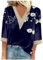 HOOUDO Tagesangebote Heute Sale Damen-Shirts, Trendige Sommer-Shirts mit 3/4-Ärmeln, Spitze, V-Ausschnitt, Elegante Oberteile, Trendige Urlaubsblusen mit Blumenmuster Damen Sale Angebote Bestellung