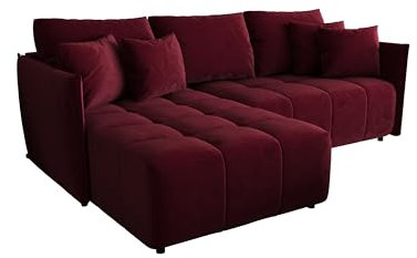 ALTDECOR Ecksofa mit Schlaffunktion und Bettkasten Corner Sofa Bett Eckcouch Couch L-Form Schlafcouch Ausziehbar Wohnlandschaft Schlafsofa Cauchsofa - LONLI - 242x175x85cm Bordeauxrot