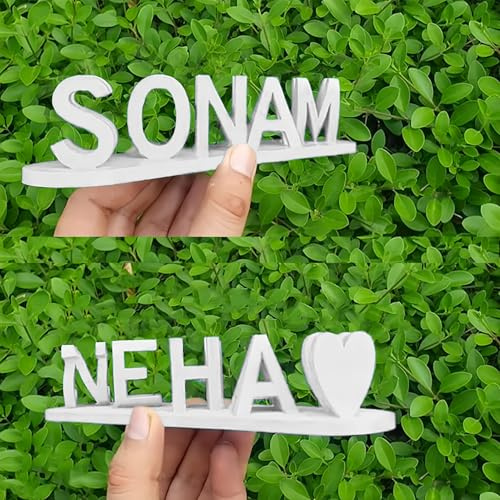 Drawelry Décoration de Nom Imprimée en 3D avec illusion de Double nom Personnalisé, Panneau de nom autonome cadeaux Uniques pour Noël Anniversaire Mariage (A)