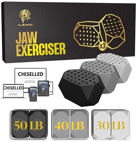 Blue Rose Jaw Trainer - Jaw Exerciser - Enhance Your Jawline with Our Jawline Shaper, Jaw Strengthener with 3 Resistance Levels, Chisel Jawline with Face Sculptor for Mewing, Jawline Exerciser for Men