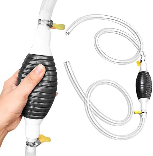Laluky Pompa a sifone per olio a benzina, aspiratore liquido multifunzionale, pompa a mano, pompa di trasferimento manuale con tubo in PVC da 1 m e morsetto in metallo per acqua diesel liquido