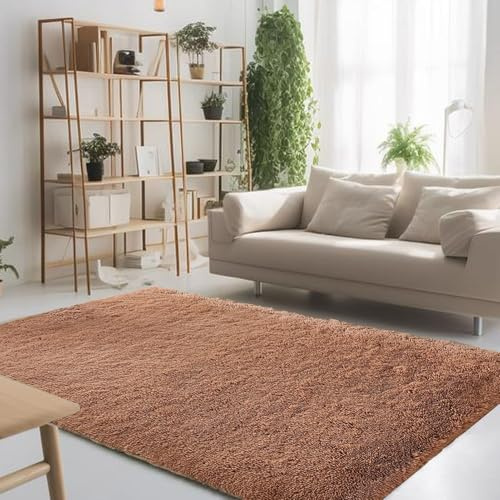 STGAO Shaggy Teppich 90 x 140 cm Anti-Rutsch Unterseite Moderne Teppiche Niedliche Heimdekoration für Zimmer Home Dekor, Khaki
