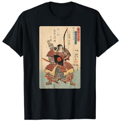 Japanische Kunst Ukiyo-e Samurai Krieger Schwert Bogen Fächer T-Shirt