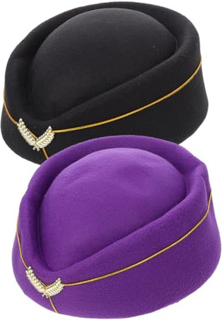 Baskenmütze für Flugbegleiter, Dekoration, Stewardess-Mütze, Flugbegleiter-Kostüm, Zubehör, Flugbegleiterhut für Damen, Flugbegleiter-Zubehör, Stewardess-Hut, Filz, 2 Stück VALICLUD