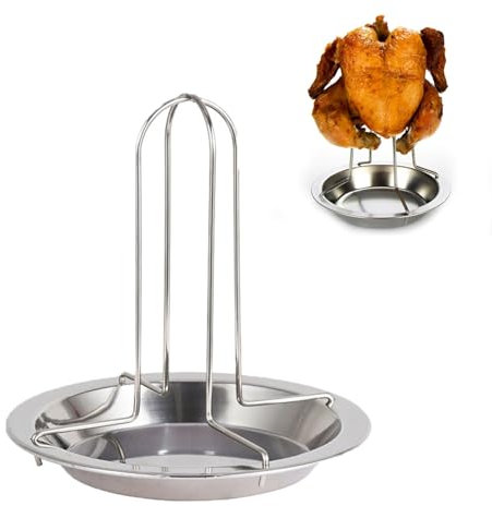 Yilceemy Support de Poulet Rôti, Support de Rôtissoire Pliable, Support de Rôtissoire en Acier Inoxydable, Accessoires de Gril pour Four ou Grill, pour le Camping