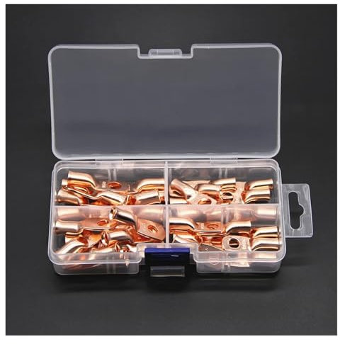 LTRAJUYNH 40pcs 8&6AWG 5/16 3/8 Copper Ring Battery Crimp Terminals Connector Cable Lugs Eyelet 16mm Electrical Supplies Bolt Hole