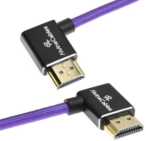 Alvin's Cables Câble HDMI 2.1 8K@60Hz 4K@120Hz haute vitesse pour moniteur Atomos Ninja,câble en spirale tressé à angle de gauche à droite pour Sony FS5, Canon C300 C500, appareil photo Nikon Z9,