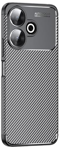 LBH Handyhülle Carbon Look für Xiaomi Redmi 13 Schutzhülle Karbon Handy Case Slim Cover Bumper Schutz Hülle Kratzfest Stoßfest rutschfest FusionGuard Pro Schwarz