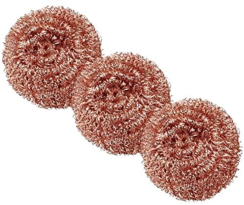 Recyclable Wire Metal Copper Scourer Pads 3 Pack - Spiral Copper - Long Lasting Scourer For Cleaning - Heavy Duty Scrubber