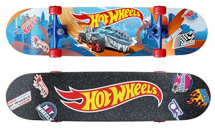 DEQUBE - Monopatín Hotwheels - Skate con Superficie Antideslizante - Ejes de Metal - Rodamientos 608z. - Dimensiones 71 X20 X10cm (Deqube 914D00186)