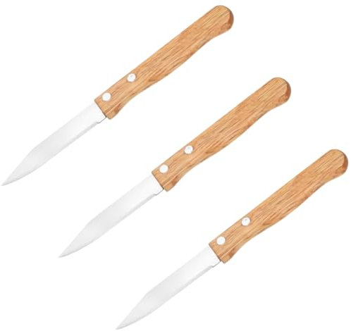 Royomal 3 Pièces Ensemble de Couteaux d'Office en Acier Inoxydable, couteaux à légumes, Idéal pour Éplucher Fruits et Légumes, inoxydable Couteau de cuisine avec manche en bois de hêtre